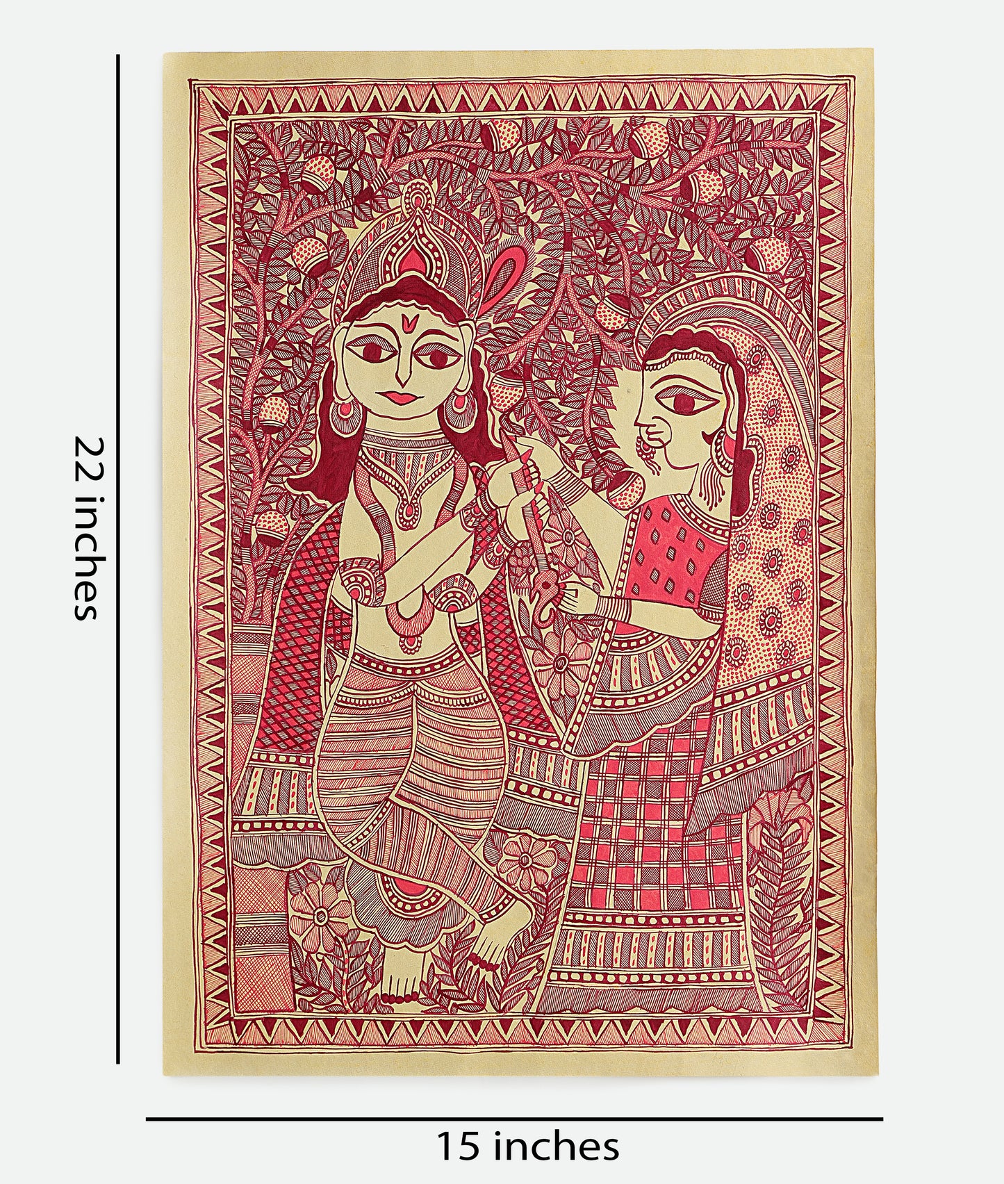 When Krishna Met Radha - Madhubani Painting