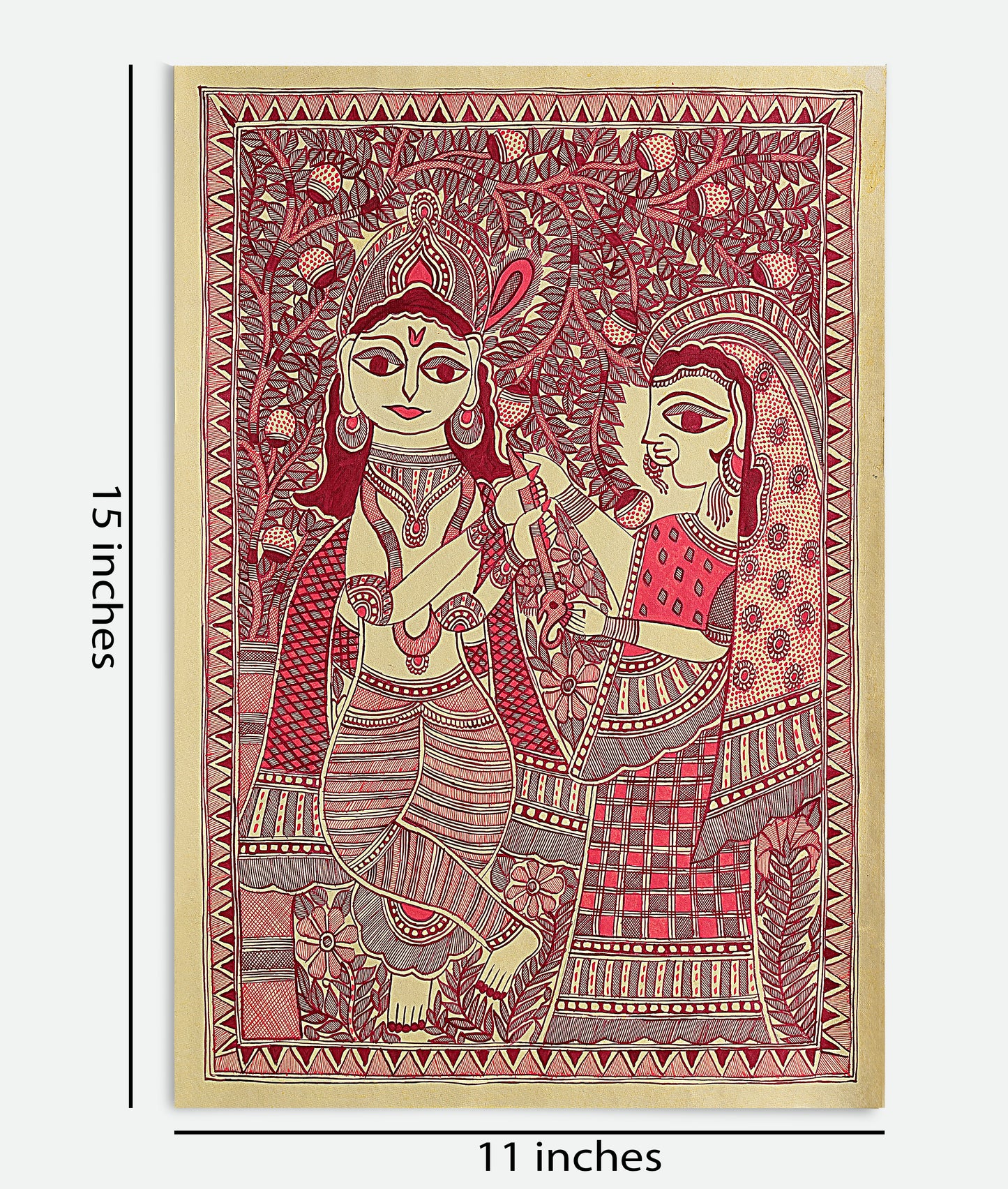 When Krishna Met Radha - Madhubani Painting